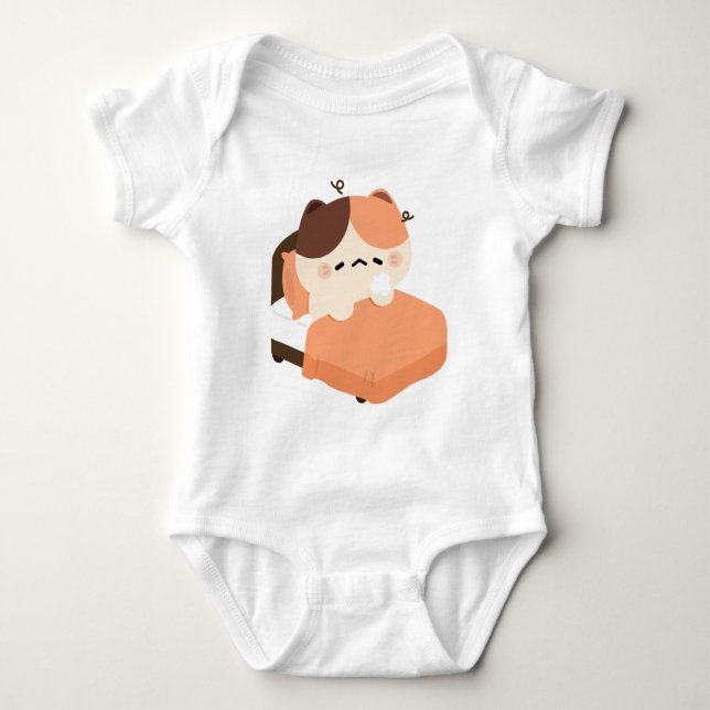 Sött trött sköldpaddskatt  t shirt (Framsida)