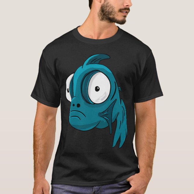 Sött turkos fiskdesign, djurstil t shirt (Framsida)