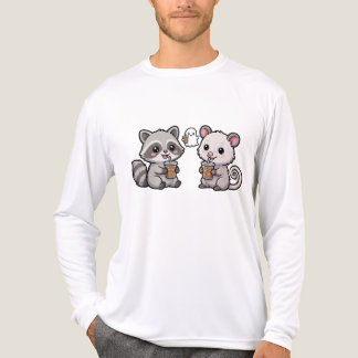 Sött tvättbjörn- och pungråttemotiv med iskaffe t shirt
