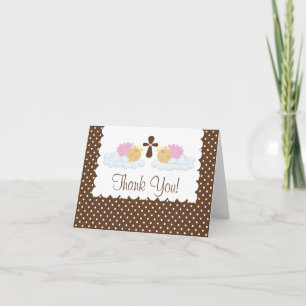Sött Twin Girls Baptism Tackkort Card