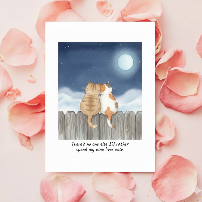 Sött valentinuskort med katt för man eller hustru julkort (Skapare uppladdad)