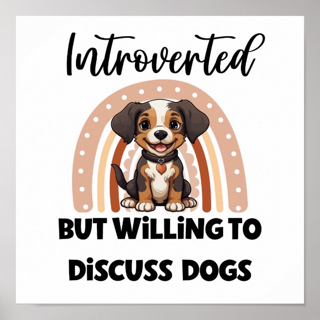 Sött Valp Boho Regnbåge "Introvert" Grafik Poster (Framsidan)