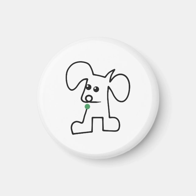 Sött Valp En Rad Med En Grön Boll Magnet (Framsidan)