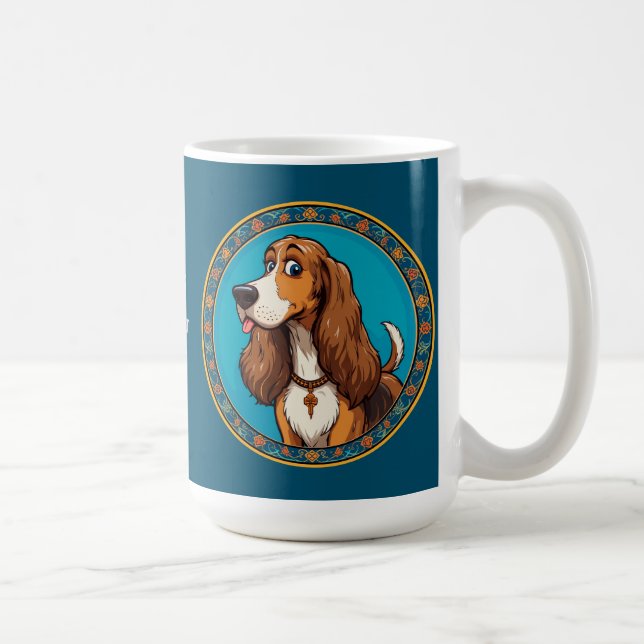 Sött valp färgglatt seriefigursstil design kaffemugg (Höger)