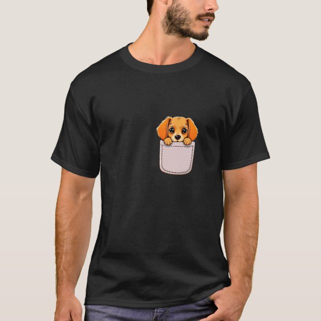 Sött Valp-fickformat T Shirt (Framsida)