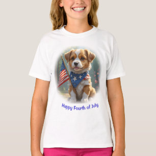 sött valp hund fjärde juli t shirt