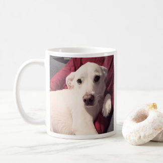 Sött valp hund foto röd och rosa böne meddelande kaffemugg