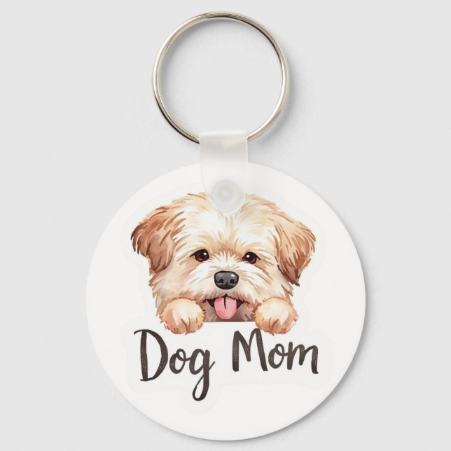 Sött valp hund mamma design  nyckelring (Framsida)