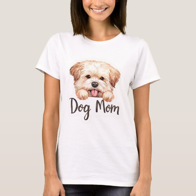 Sött Valp Hund Mamma Design T Shirt (Framsida)