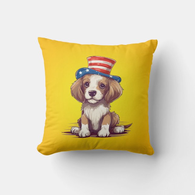 Sött valp hund med hatt-54676 kudde (Framsida)