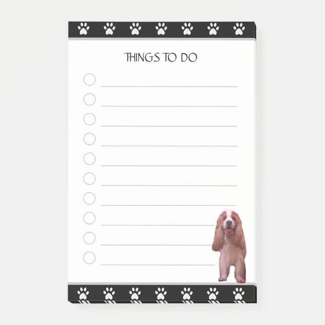Sött valp-hund på svart & vitt Att Göra Post-it Block (Framsida)