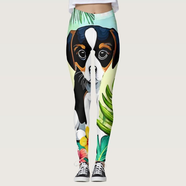Sött valp i paradiset leggings (Framsida)