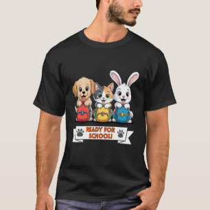 Sött Valp Kattunge Kanin Back to School Hund Katt T Shirt