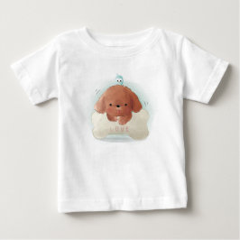 Sött valp med en fågel och ben t shirt