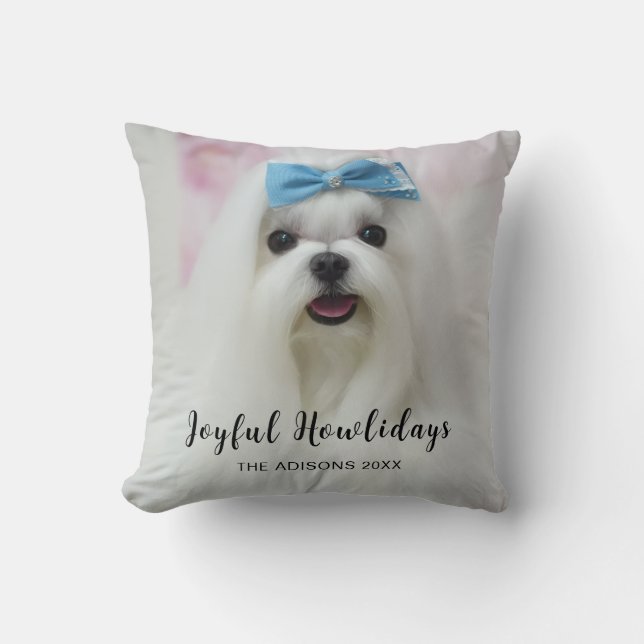 Sött Valp Pawlidays Modern Hund Juldesign Kudde (Framsida)