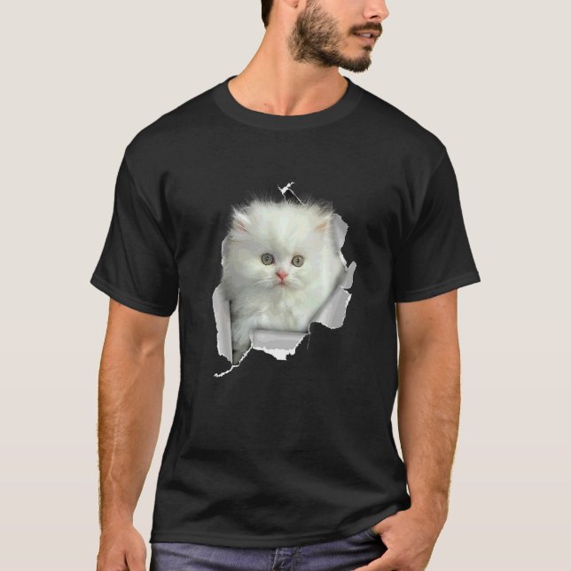 Sött Valp Perser Katt Ansikte Perser Katt T Shirt (Framsida)