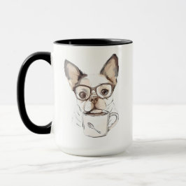 Sött valp som dricker kaffe mugg