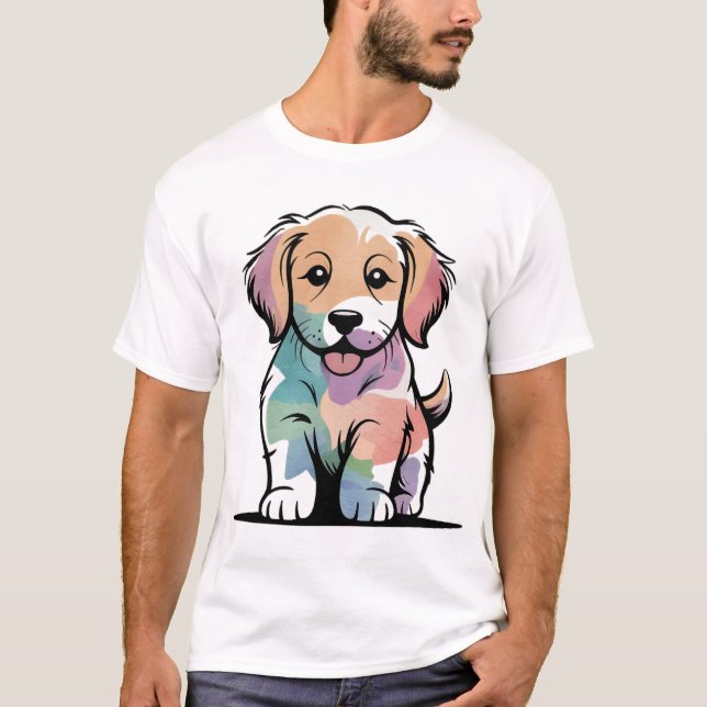 Sött Valpdesign T Shirt (Framsida)