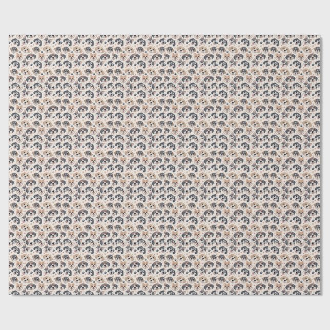 Sött Valpmönster för Barn - Design för Hundälskare Presentpapper (Platt)