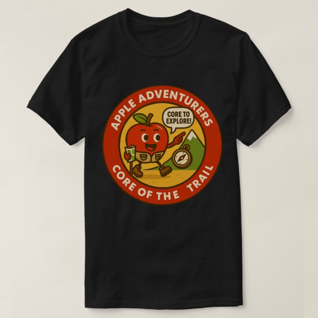 Sött vandringsäpple utomhusutrustning för äventyra t shirt (Design framsida)