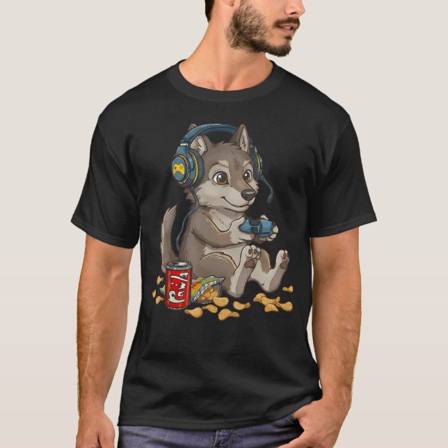 Sött varg-videospelkontrolldon för PC-konsol T Shirt (Framsida)