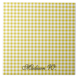 Sött varmt gult gingham-mönster kakelplatta
