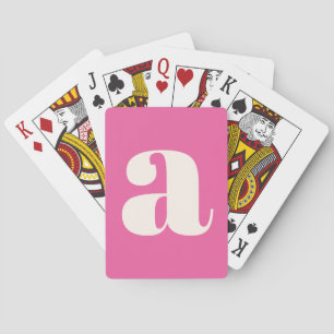 Sött varmt rosa anpassad monogram retrotypsnitt casinokort