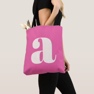 Sött varmt rosa anpassad monogram retrotypsnitt tygkasse