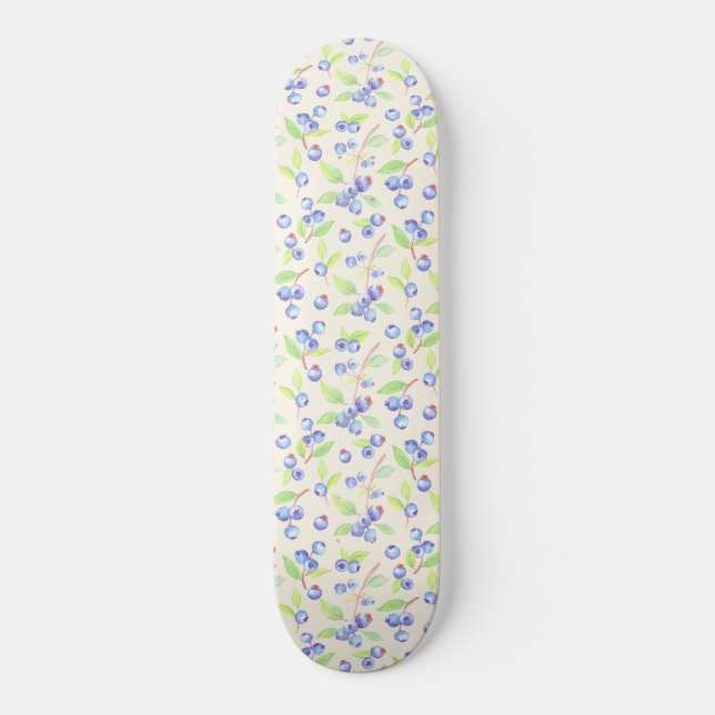Sött vattenfärg blåbär botaniskt mönster mini skateboard bräda 18,5 cm (Framsida)