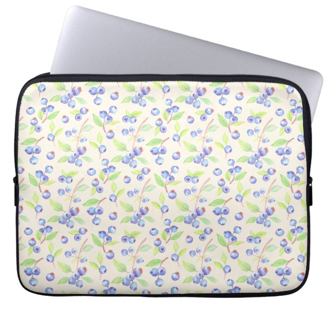 Sött vattenfärgblåbärs botaniska mönster laptop fodral (Framsidan)