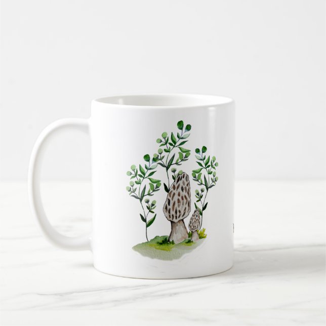 Sött vattenfärgssvampmönster kaffemugg kort (Vänster)