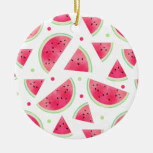 Sött vattenfärgvattenmelonmönster julgransprydnad keramik