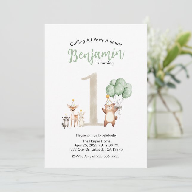 Sött vilda djur Skogsmark som kallar på alla feste Inbjudningar (Stående Fram)