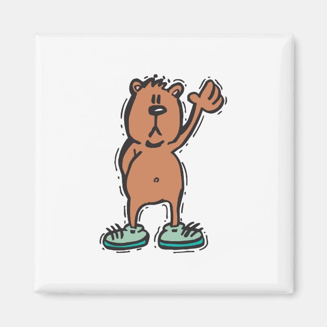 sött vinkande björn i sneakers magnet (Framsidan)