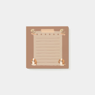 Sött Vintage Brunt Valp Cottagecore Post-it N Block
