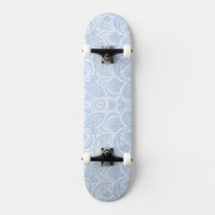 Sött vitt blått paisleymönster mini skateboard bräda 18,5 cm