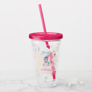 Sött vitt enhörning rosa take away mugg