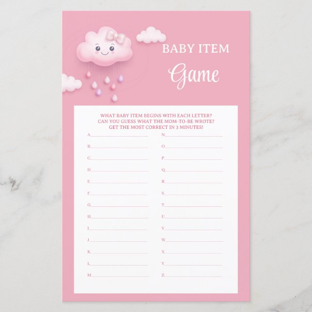 Sött vitt fluffigt leende moln 9 Baby Sak Spel (Framsida)