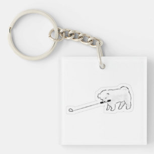 Sött Vitt Hund Håller Kopplet I Munnen Går Doodle