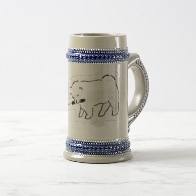 Sött Vitt Hund Håller Kopplet I Munnen Går Doodle Sejdel (Framsida höger)