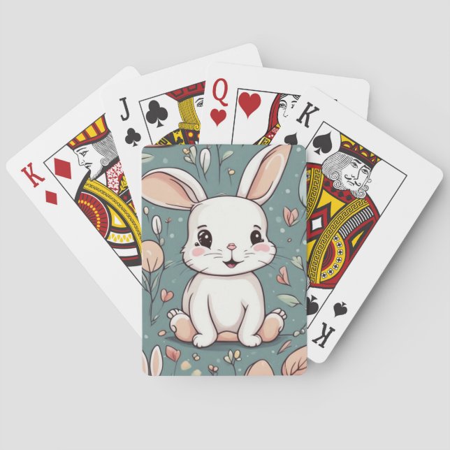 Sött vitt kaninmönster casinokort (Baksidan)