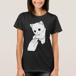 Sött Vitt Katt som Leikar med Hand Dam-T-Shirt T Shirt