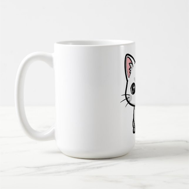 Sött Vitt Kattunge Kaffemugg (Vänster)