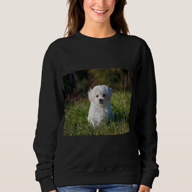 Sött vitt valp t shirt (Framsida)