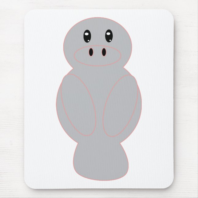 Sött Whimsical Grå Manat Dugong Design Musmatta (Framsidan)