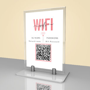 Sött Wifi-lösenordsskylt QR-kod Bordskort