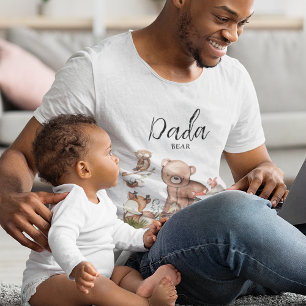 Sött Woodland Animal Baby dusch Dada Bear T Shirt
