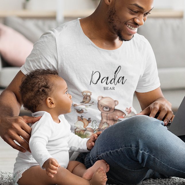 Sött Woodland Animal Baby dusch Dada Bear T Shirt (Skapare uppladdad)