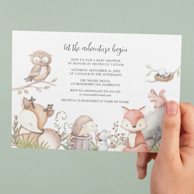 Sött Woodland Animal Baby-dusch Inbjudningar (Skapare uppladdad)