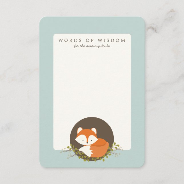 Sött Woodland Fox Baby Shower Adapter Infoga kort (Framsida)